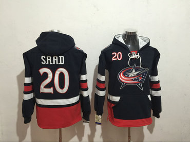 Blue Jackets 20 Brandon Saad Navy All Stitched Hooded Sweatshirt