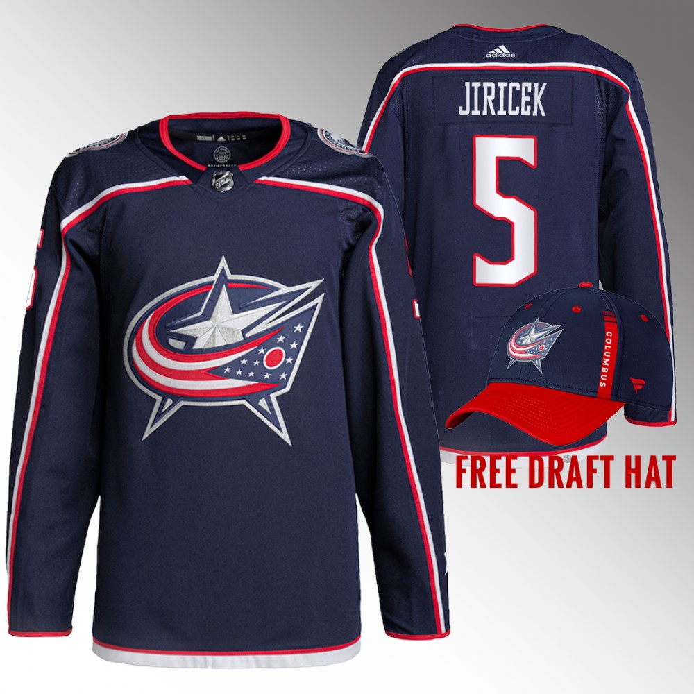 Blue Jackets 2022 NHL Draft David Jiricek Navy Jersey Authentic Primegreen Home