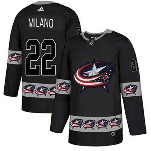 Blue Jackets 22 Sonny Milano Black Team Logos Fashion Adidas Jersey