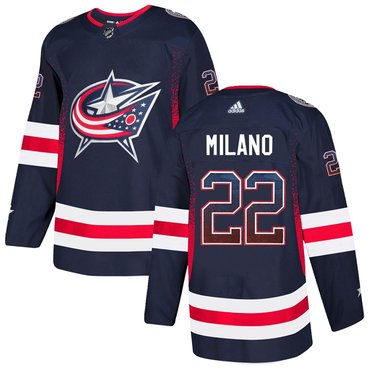 Blue Jackets 22 Sonny Milano Navy Drift Fashion Adidas Jersey
