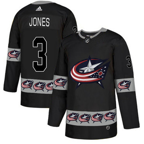 Blue Jackets 3 Seth Jones Black Team Logos Fashion Adidas Jersey