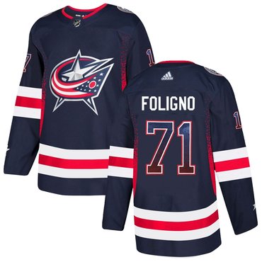 Blue Jackets 71 Nick Foligno Navy Drift Fashion Adidas Jersey
