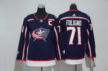 Blue Jackets 71 Nick Foligno Navy Youth Adidas Jersey