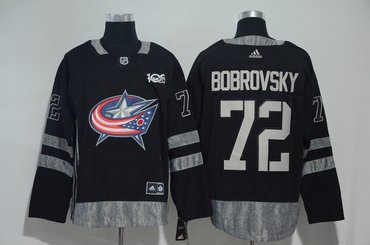 Blue Jackets 72 Sergei Bobrovsky Black 1917-2017 100th Anniversary Adidas Jersey