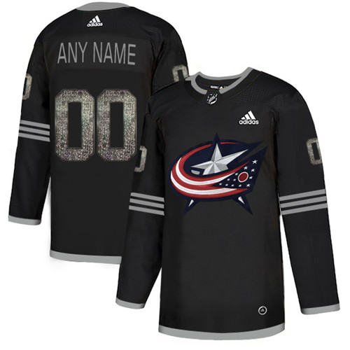Blue Jackets Black Shadow Logo Print Men's Customized Adidas Jersey