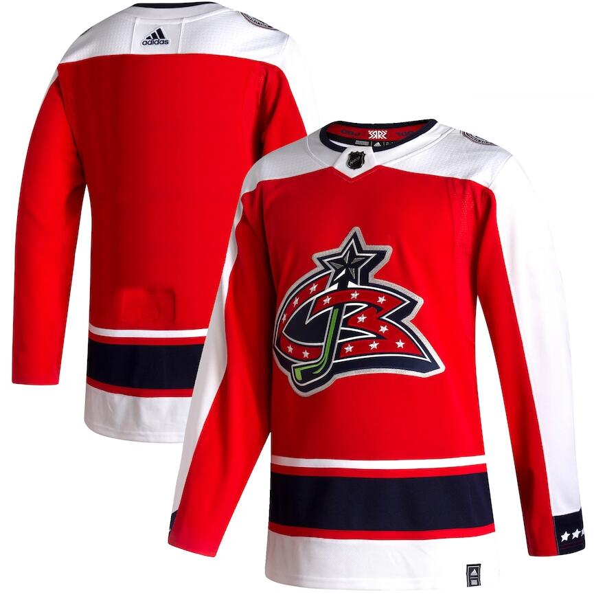Blue Jackets Blank Red 2020-21 Reverse Retro Adidas Jersey