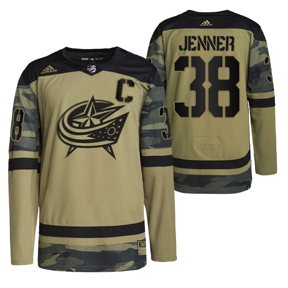 Blue Jackets Boone Jenner 2022 Military Appreciation Night Camo Practice Jersey