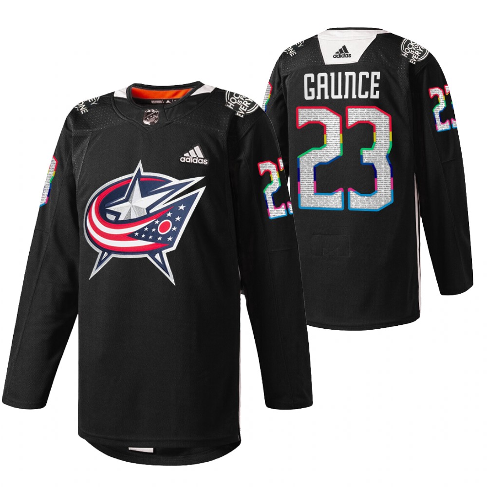 Blue Jackets Brendan Gaunce 2022 HockeyIsForEveryone Black Warmup Jersey