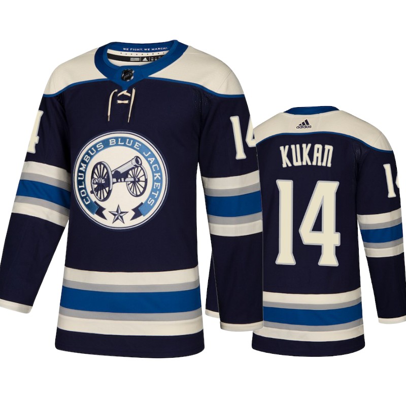 Blue Jackets Dean Kukan Navy Authentic Alternate Jersey