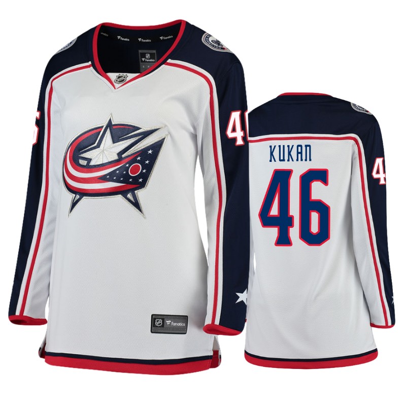 Blue Jackets Dean Kukan White Breakaway Fanatics Branded Jersey
