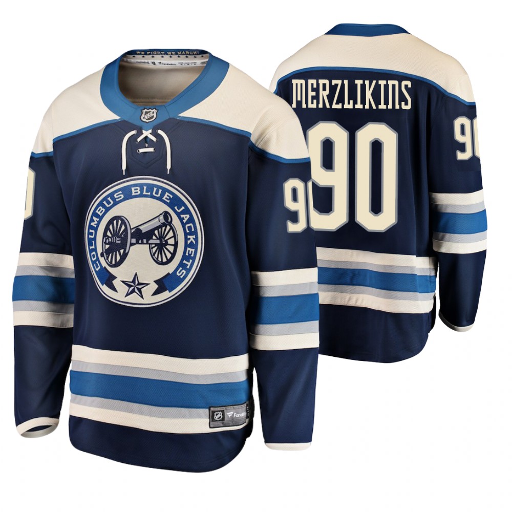 Blue Jackets Elvis Merzlikins Navy Breakaway Player Alternate Jersey