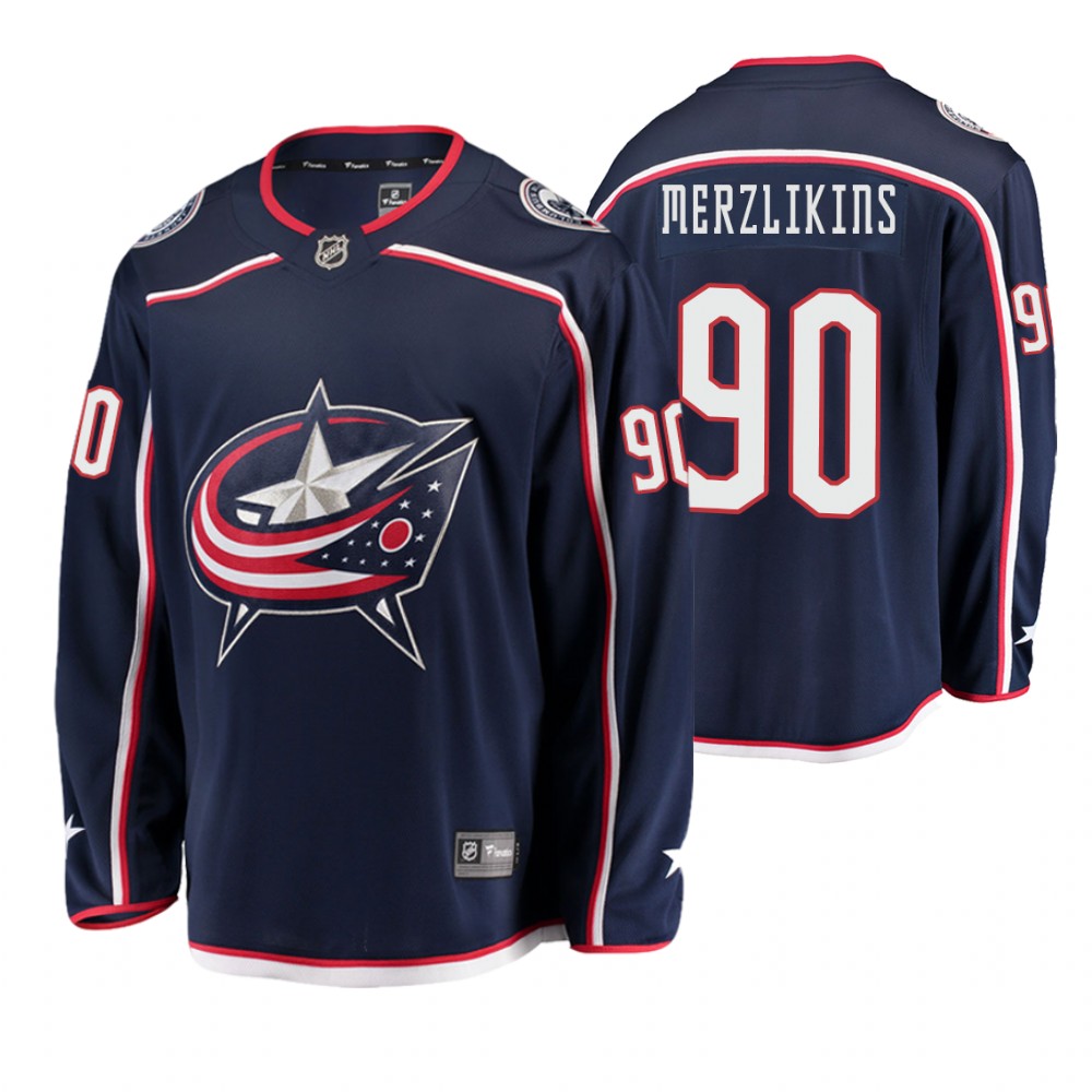 Blue Jackets Elvis Merzlikins Navy Breakaway Player Home Jersey