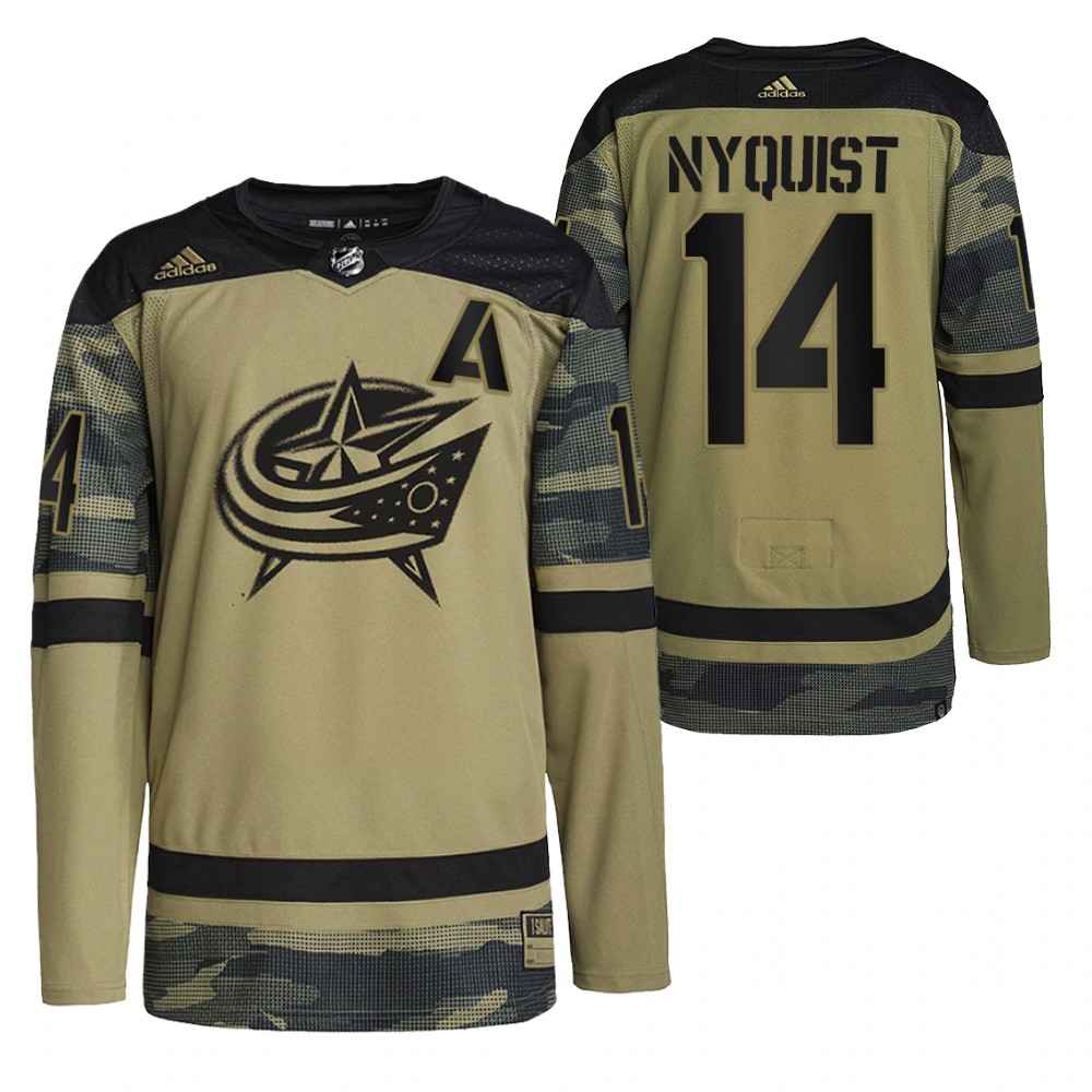 Blue Jackets Gustav Nyquist 2022 Military Appreciation Night Camo Practice Jersey