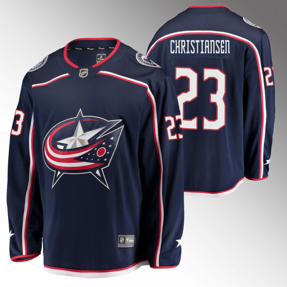 Blue Jackets Jake Christiansen Jersey Home Navy Breakaway Player Men