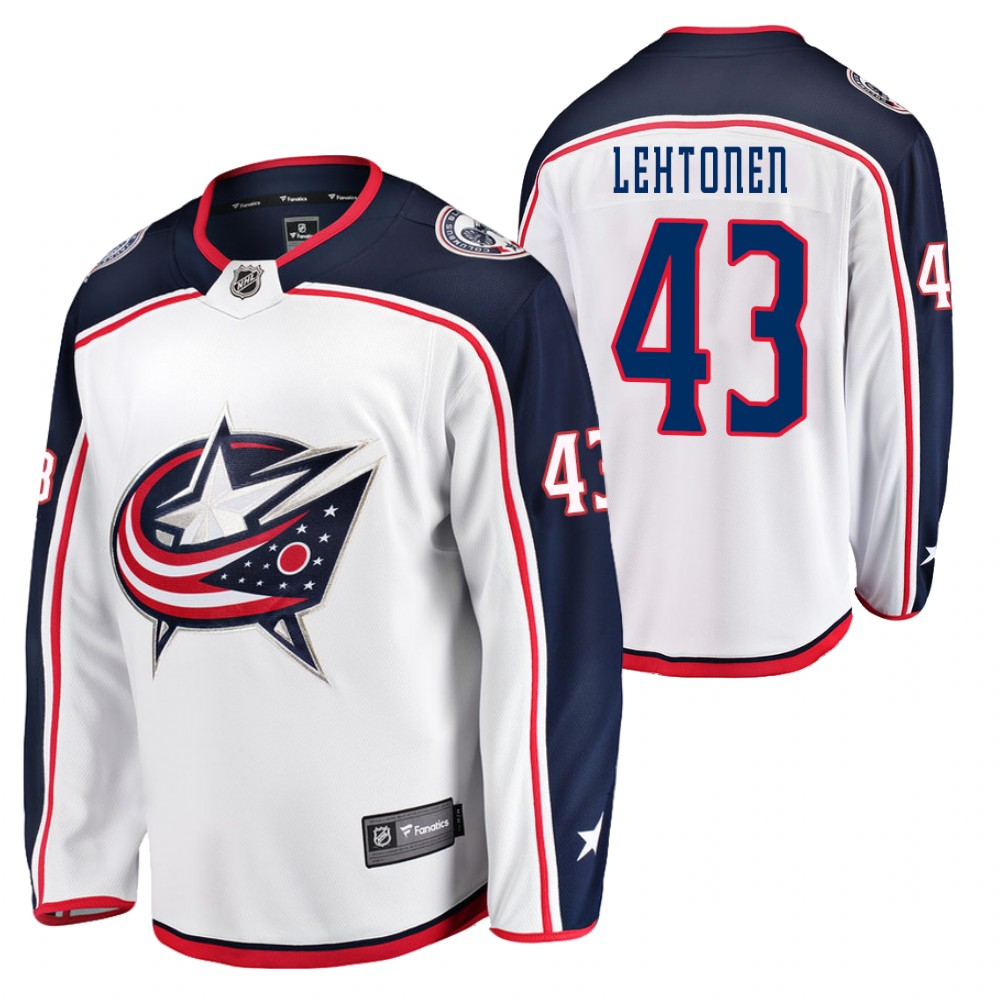 Blue Jackets Mikko Lehtonen Jersey Away White Breakaway Men's