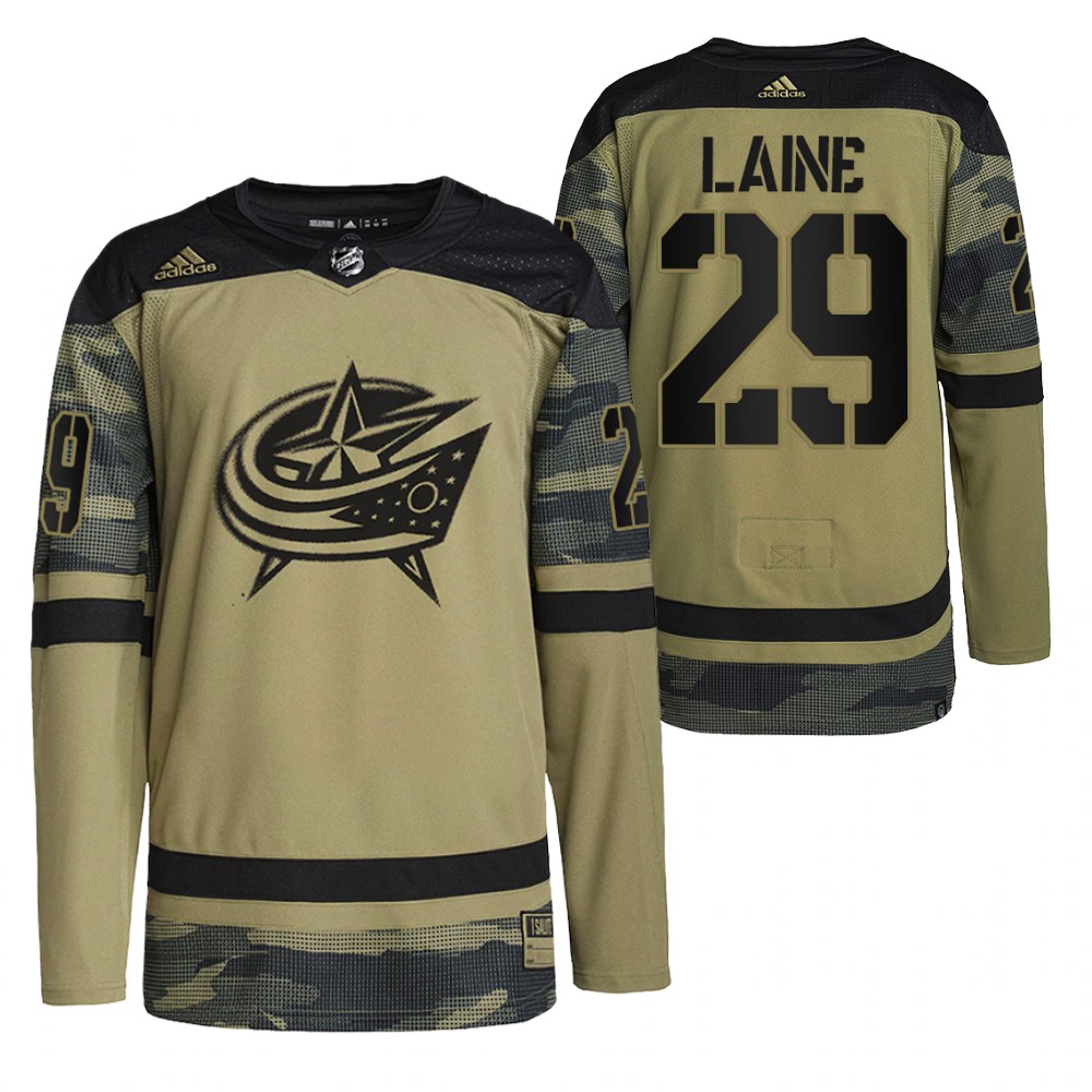 Blue Jackets Patrik Laine 2022 Military Appreciation Night Camo Practice Jersey