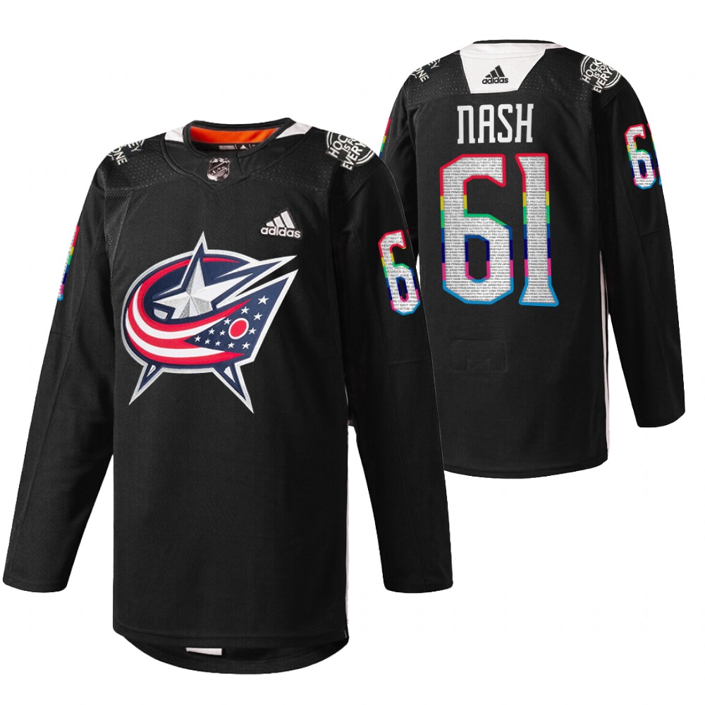 Blue Jackets Rick Nash 2022 HockeyIsForEveryone Black Warmup Jersey