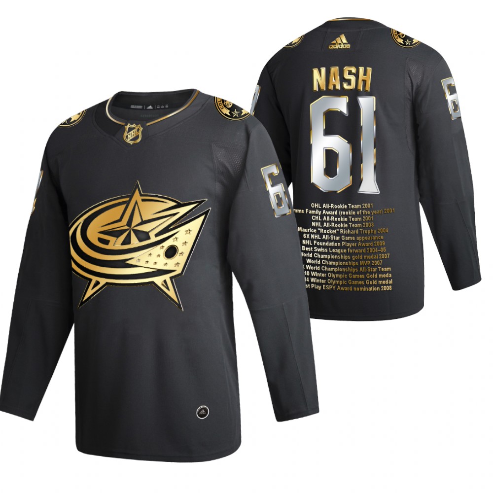 Blue Jackets Rick Nash Career Awards Black Golden Edition Jersey