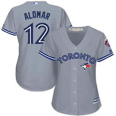Blue Jays #12 Roberto Alomar Grey Road Women's Stitched MLB Jersey