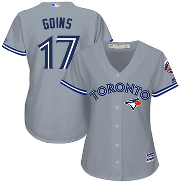 Blue Jays #17 Ryan Goins Grey Road Women's Stitched MLB Jersey
