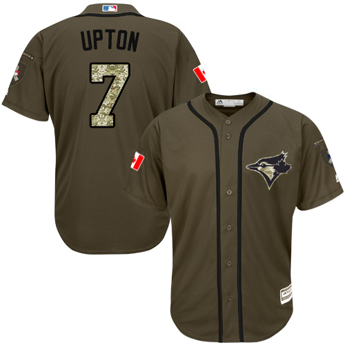 Blue Jays #7 B.J. Upton Green Salute to Service Stitched Youth MLB Jersey