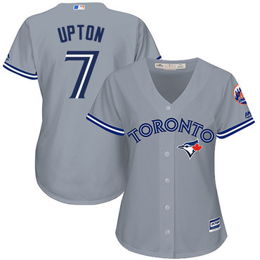 Blue Jays #7 B.J. Upton Grey Road Women's Stitched MLB Jersey