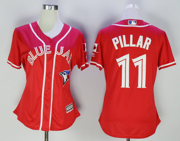 Blue Jays 11 Kevin Pillar Red Women Alternate Cool Base Jersey