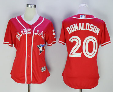 Blue Jays 20 Josh Donaldson Red Women Alternate Cool Base Jersey
