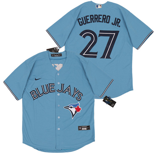 Blue Jays 27 Vladimir Guerrero Jr. Light Blue 2020 Nike Cool Base Jersey