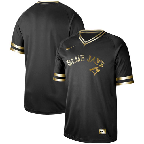 Blue Jays Blank Black Gold Nike Cooperstown Collection Legend V Neck Jersey
