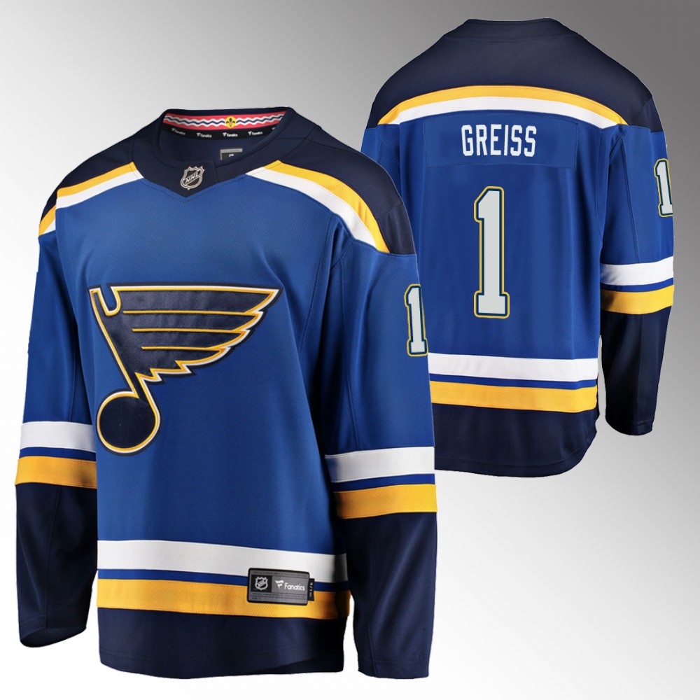Blues #1 Thomas Greiss Blue Home Jersey