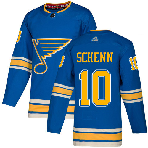 Blues #10 Brayden Schenn Blue Alternate Authentic Stitched Hockey Jersey