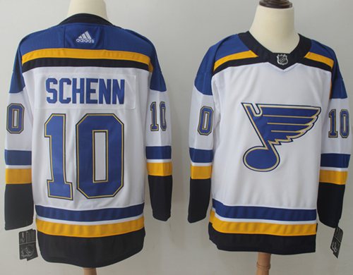 Blues #10 Brayden Schenn White Road Authentic Stitched Adidas NHL Jersey