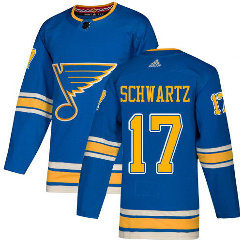 Blues #17 Jaden Schwartz Blue Alternate Authentic Stitched Hockey Jersey