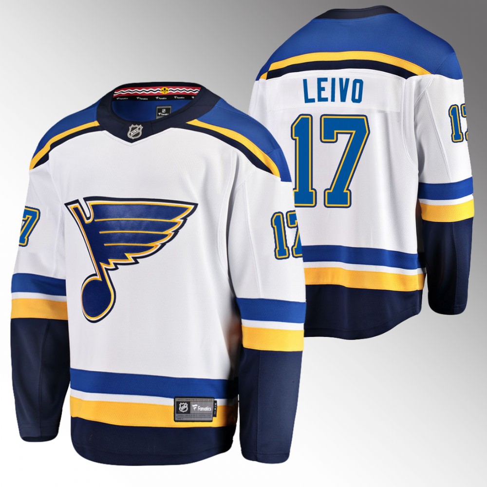 Blues #17 Josh Leivo White Away Jersey
