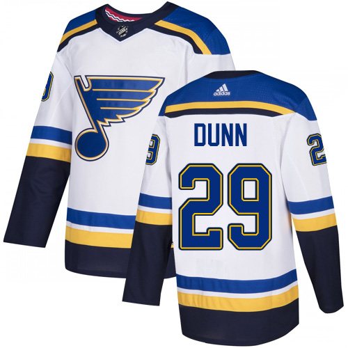 Blues #29 Vince Dunn White Road Authentic Stitched Hockey Jersey