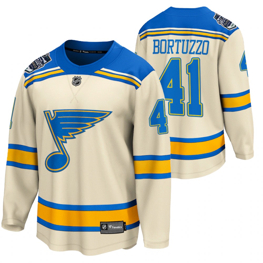 Blues #41 Robert Bortuzzo Cream 2022 Winter Classic Jersey
