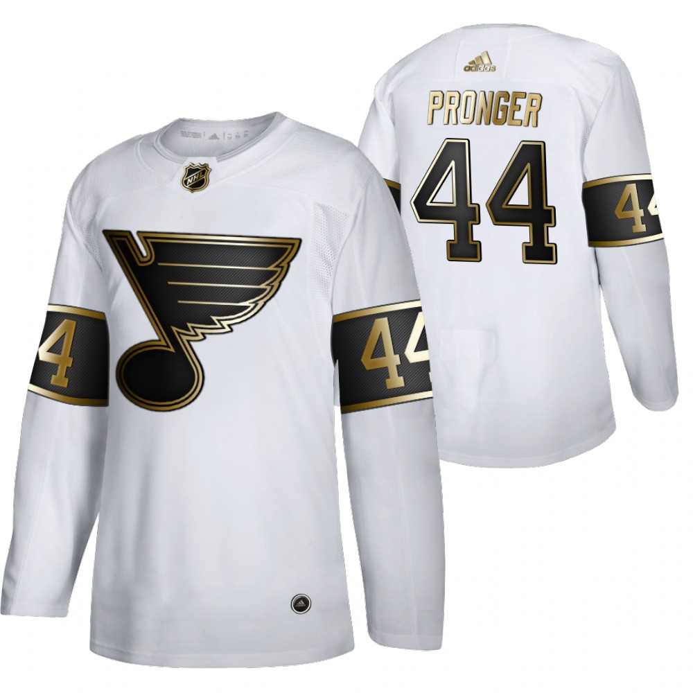 Blues #44 Chris Pronger Retired Player White Jersey Golden Authentic