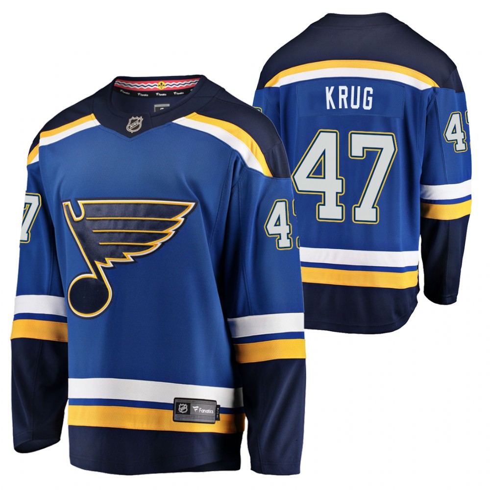 Blues #47 Torey Krug Blue 2020-21 Home Jersey