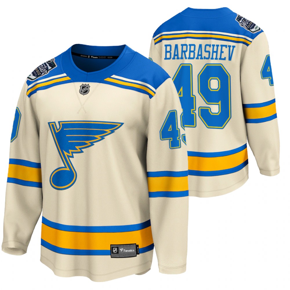 Blues #49 Ivan Barbashev Cream 2022 Winter Classic Jersey