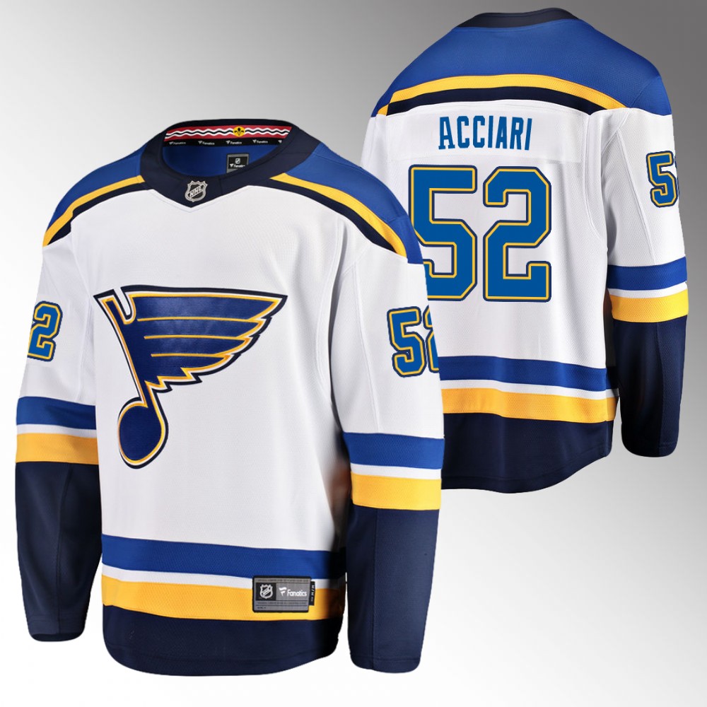Blues #52 Noel Acciari White Away Jersey