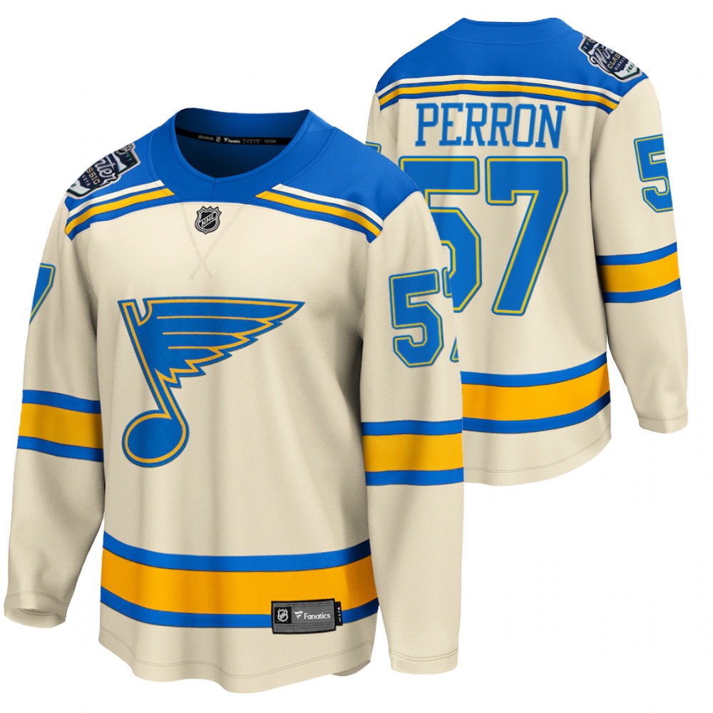 Blues #57 David Perron Cream 2022 Winter Classic Jersey