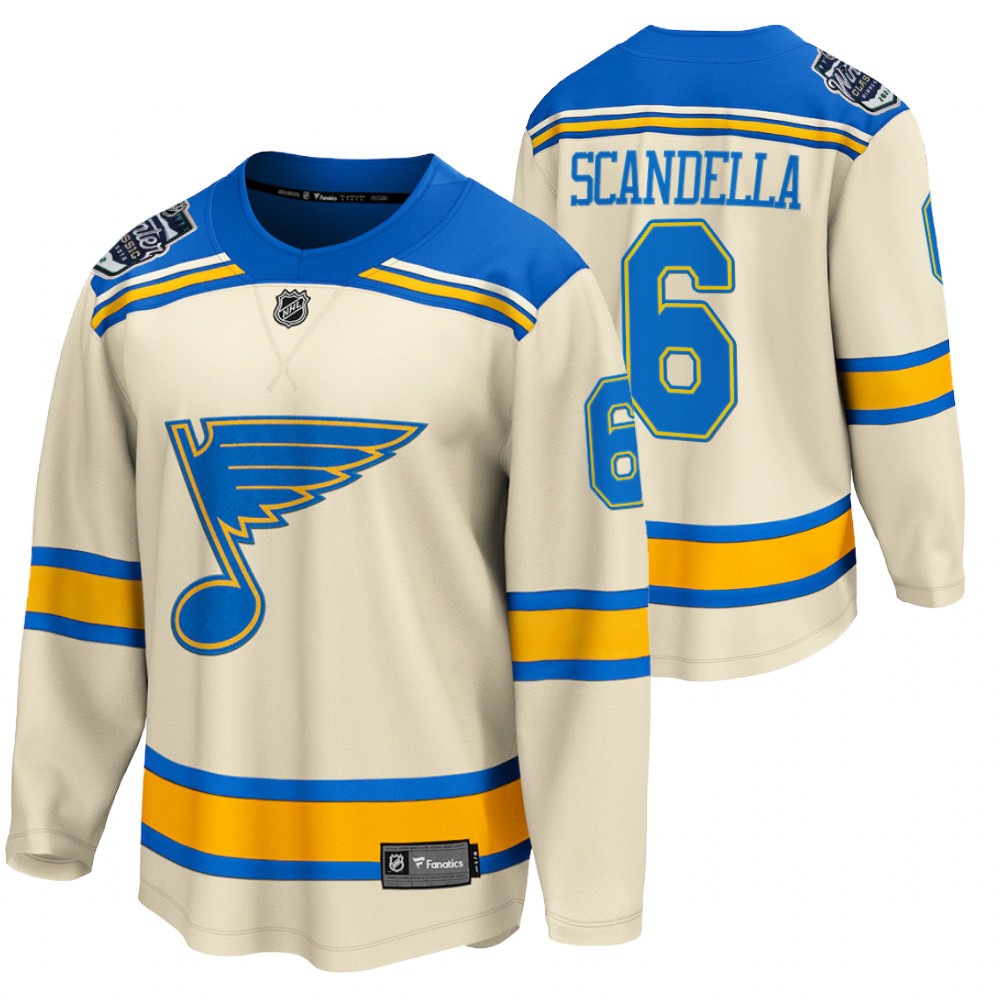 Blues #6 Marco Scandella Cream 2022 Winter Classic Jersey