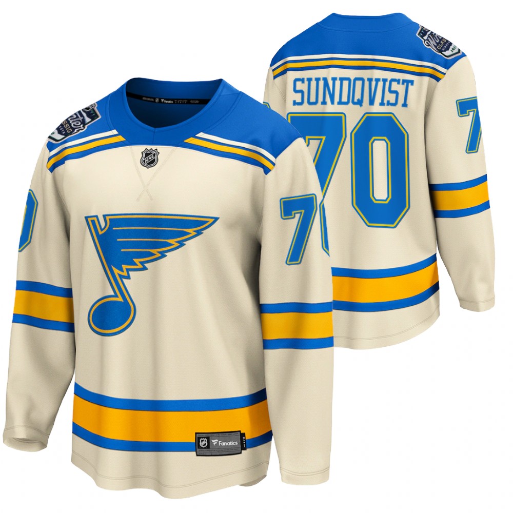 Blues #70 Oskar Sundqvist Cream 2022 Winter Classic Jersey