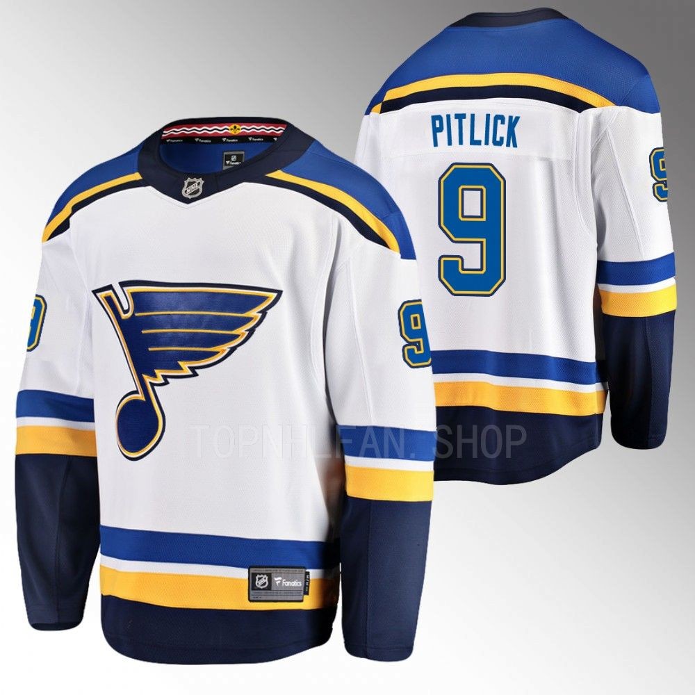 Blues #9 Tyler Pitlick White Away Jersey
