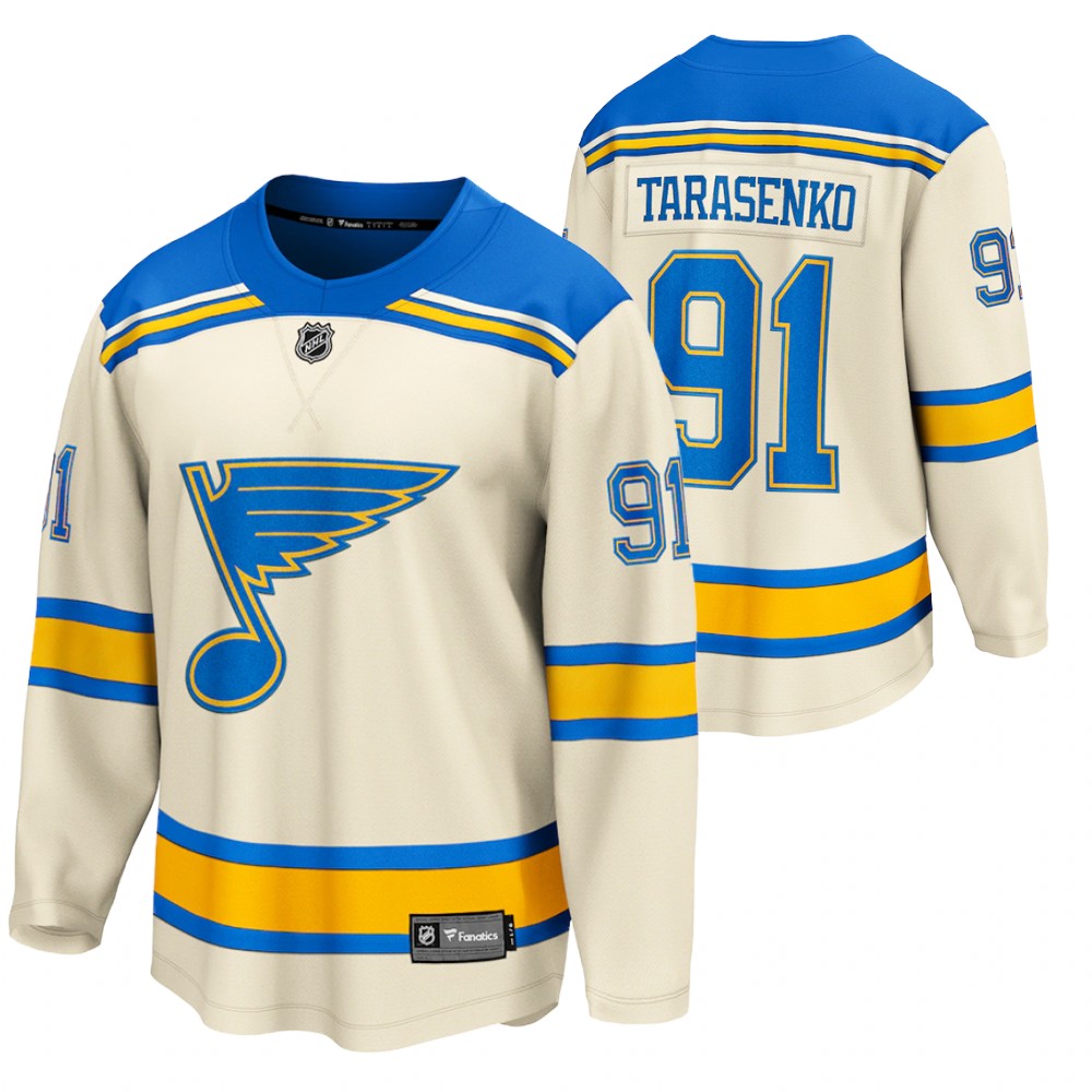 Blues #91 Vladimir Tarasenko Cream 2022 Winter Classic Jersey