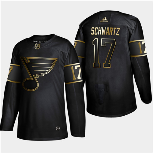 Blues 17 Jaden Schwartz Black Gold Adidas Jersey