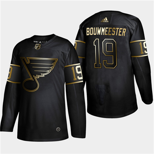 Blues 19 Jay Bouwmeester Black Gold Adidas Jersey