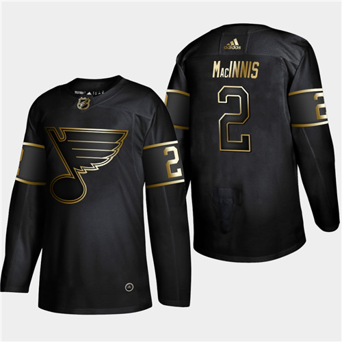 Blues 2 Al Macinnis Black Gold Adidas Jersey