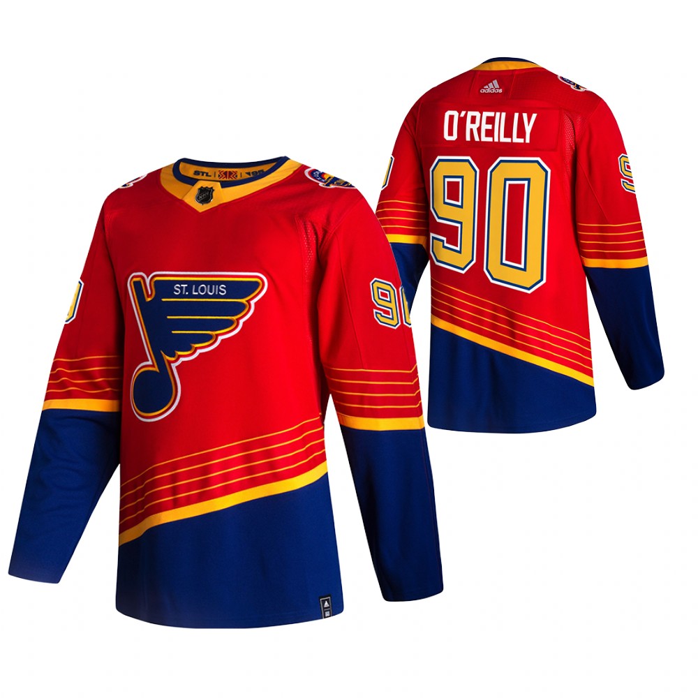 Blues 2021 Reverse Retro #90 Ryan O'reilly Red Jersey Special Edition Authentic